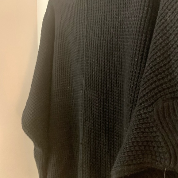 Lord & Taylor Black Waffle Knit Turtleneck Poncho - Picture 7 of 10